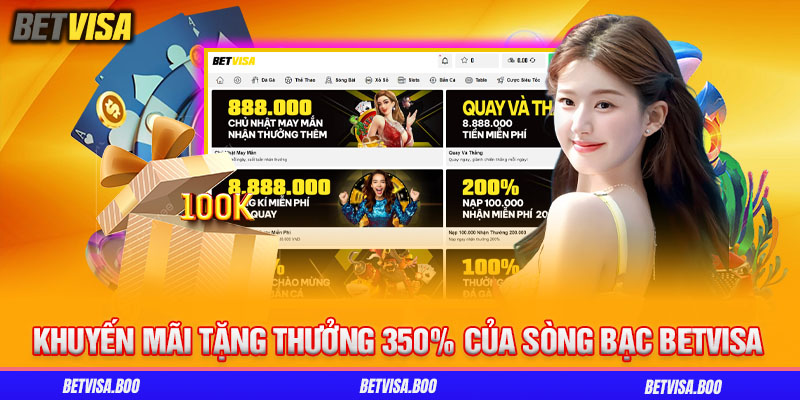 Khuyến Mãi Tặng Thưởng 350% Của Sòng Bạc Betvisa